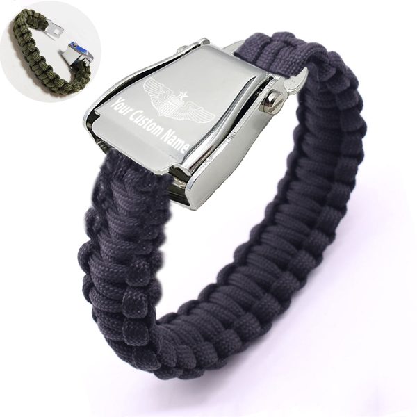 Custom Name (US Air Force & Star) Design Airplane Seat Belt Bracelet For Discount