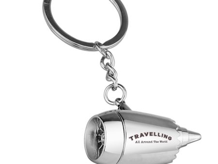 Travelling All Around The World Designed Airplane Jet Engine Shaped Key Chain Hot on Sale