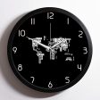 World Map (Text) Designed Wall Clocks For Sale