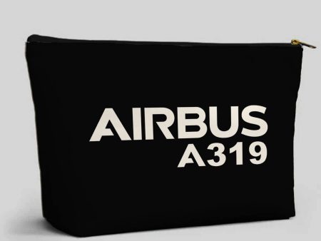 Airbus A319 & Text Designed Zipper Pouch Online Sale