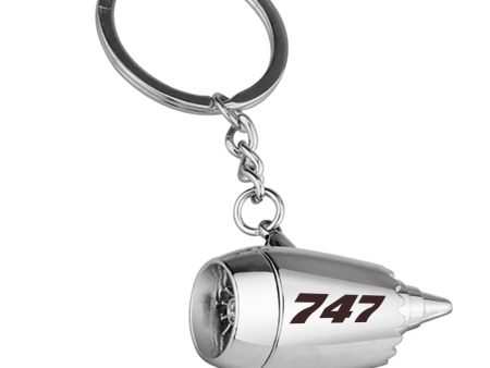 747 Flat Text Designed Airplane Jet Engine Shaped Key Chain Supply