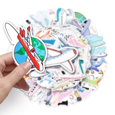 50 Pieces Cartoon Planes Stickers (Mixed) Online Sale