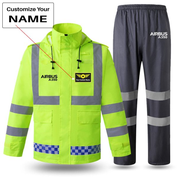 Airbus A350 & Text Designed Reflective Waterproof Rainsuit Set Online