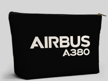 Airbus A380 & Text Designed Zipper Pouch Online now