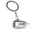 A350 Flat Text Designed Airplane Jet Engine Shaped Key Chain Sale