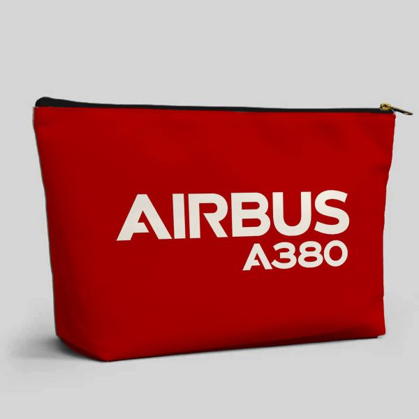 Airbus A380 & Text Designed Zipper Pouch Online now