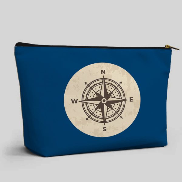 Vintage Designed Compass Designed Zipper Pouch Discount