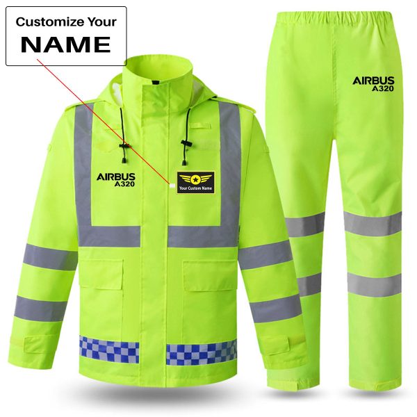 Airbus A320 & Text Designed Reflective Waterproof Rainsuit Set Online Hot Sale