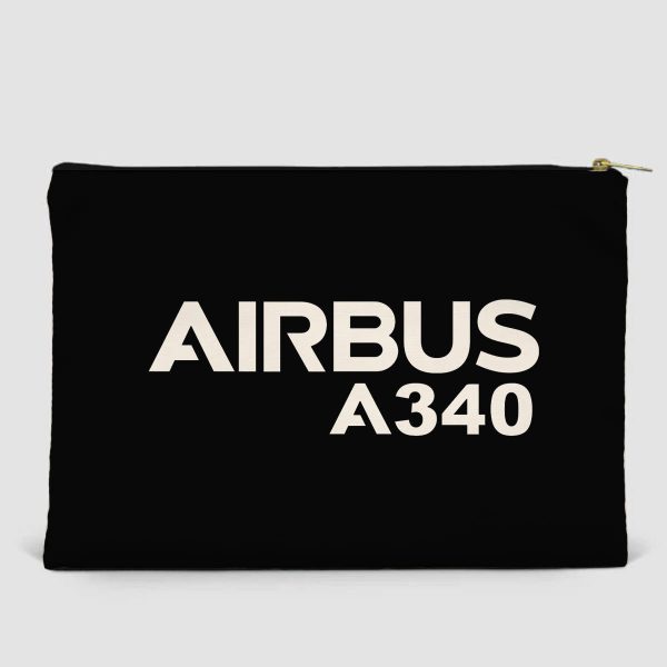 Airbus A340 & Text Designed Zipper Pouch For Discount