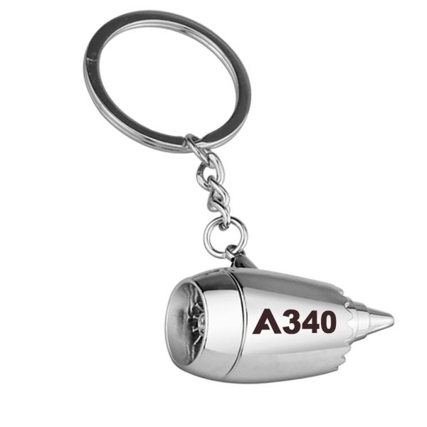 A340 Flat Text Designed Airplane Jet Engine Shaped Key Chain Sale