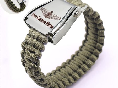 Custom Name (US Air Force & Star) Design Airplane Seat Belt Bracelet For Discount