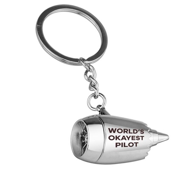 World s Okayest Pilot Designed Airplane Jet Engine Shaped Key Chain Cheap