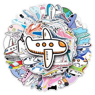 50 Pieces Cartoon Planes Stickers (Mixed) Online Sale