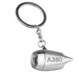 A380 Flat Text Designed Airplane Jet Engine Shaped Key Chain Hot on Sale