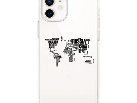 World Map (Text) Designed Transparent Silicone iPhone Cases Hot on Sale