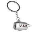 A321 Flat Text Designed Airplane Jet Engine Shaped Key Chain For Discount