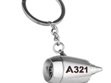 A321 Flat Text Designed Airplane Jet Engine Shaped Key Chain For Discount