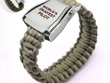 World s Okayest Pilot Design Airplane Seat Belt Bracelet For Discount