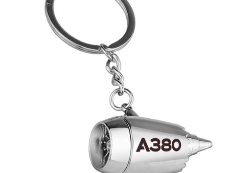 A380 Flat Text Designed Airplane Jet Engine Shaped Key Chain Hot on Sale