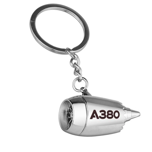 A380 Flat Text Designed Airplane Jet Engine Shaped Key Chain Hot on Sale