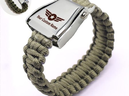 Custom Name (Badge 4) Design Airplane Seat Belt Bracelet Discount