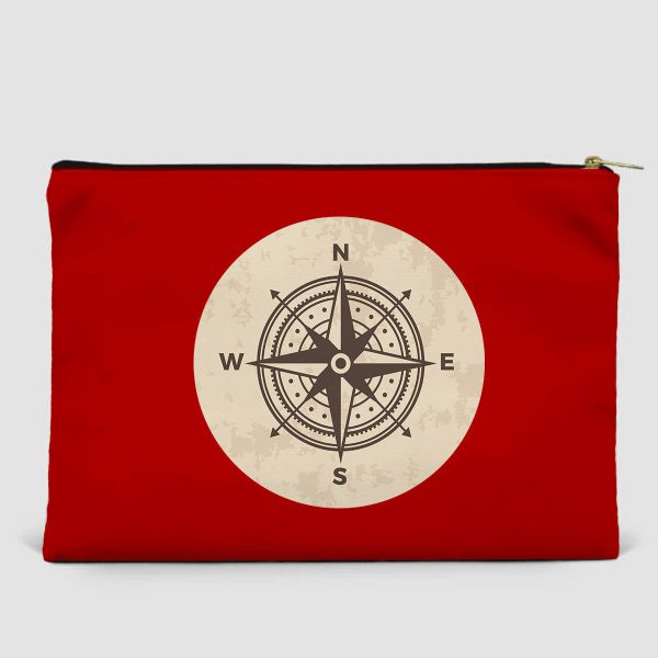 Vintage Designed Compass Designed Zipper Pouch Discount