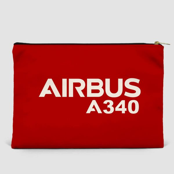 Airbus A340 & Text Designed Zipper Pouch For Discount