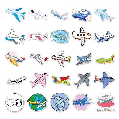 50 Pieces Cartoon Planes Stickers (Mixed) Online Sale