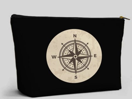 Vintage Designed Compass Designed Zipper Pouch Discount