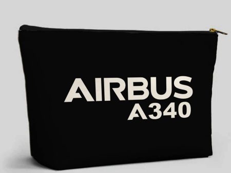 Airbus A340 & Text Designed Zipper Pouch For Discount