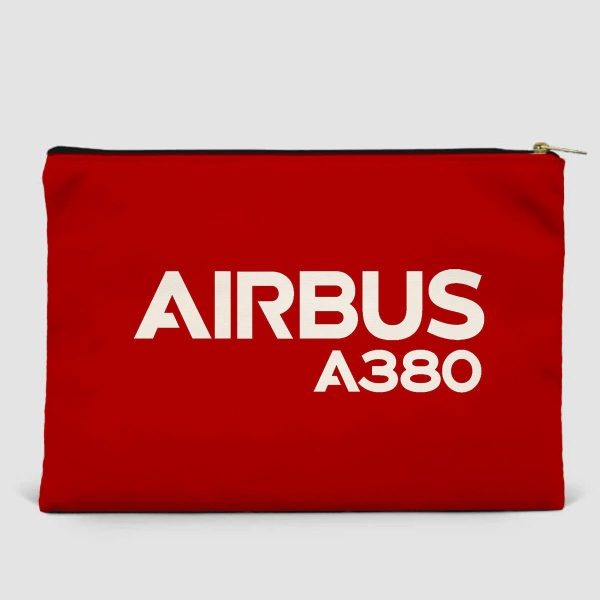 Airbus A380 & Text Designed Zipper Pouch Online now