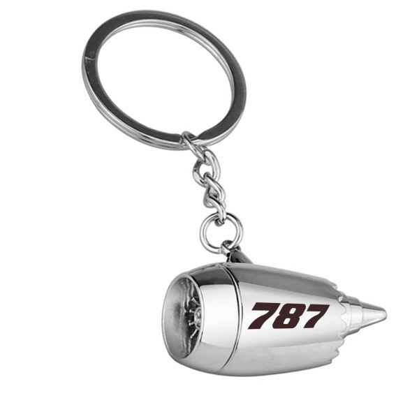 787 Flat Text Designed Airplane Jet Engine Shaped Key Chain Online now