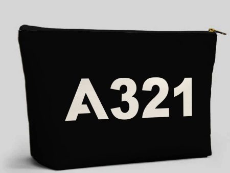 A321 Flat Text Designed Zipper Pouch Online now