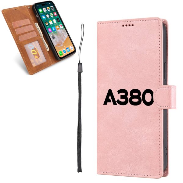 A380 Flat Text Designed Leather iPhone Cases Supply