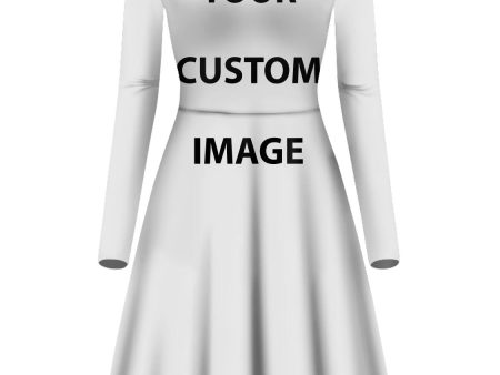 Your Custom Image Design Logo Designed Long Sleeve Women Midi Dress Online now