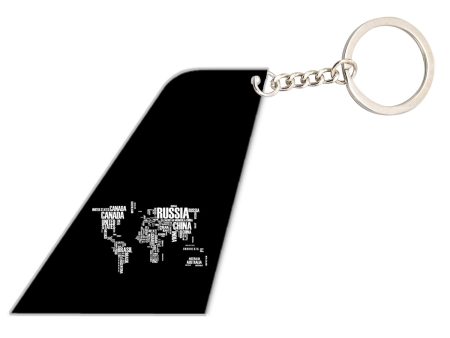 World Map (Text) Designed Tail Key Chains Fashion