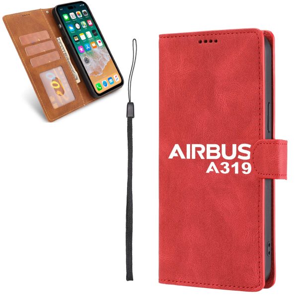 Airbus A319 & Text Designed Leather iPhone Cases Fashion