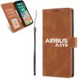 Airbus A319 & Text Designed Leather iPhone Cases Fashion