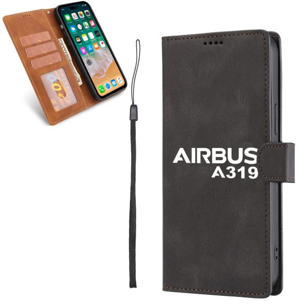 Airbus A319 & Text Designed Leather iPhone Cases Fashion